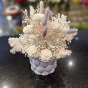 dry flowers in ceramic pot